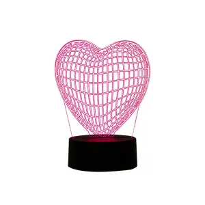 Aquarius LED 3D Colour Changing Hologram Night Light and Desk Lamp - Heart