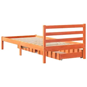 Berkfield Bed Frame without Mattress Wax Brown 100x200 cm Solid Wood Pine