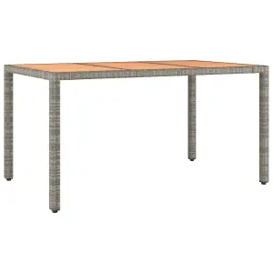 Berkfield Garden Table with Wooden Top Grey Poly Rattan&Solid Wood Acacia