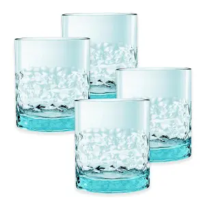 Acrylic Blue Cube Drinking Tumbler - Plastic Picnic Camper Glasses - Set of 4