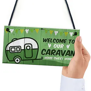 Caravan Sign Hanging Door Wall Plaque Welcome Sign Campervan Motorhome Sign