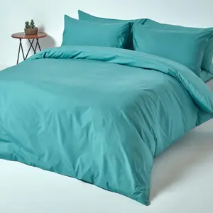 Homescapes Teal Egyptian Cotton Flat Sheet 200 TC, Single