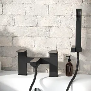 Nes Home Luxury Bath Filler Tap Shower Mixer with Handset Kit Matte Black