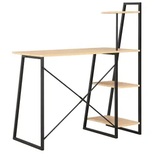 Berkfield Desk with Shelving Unit Black and Oak 102x50x117 cm