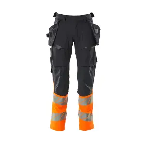 Mascot Accelerate Safe Trousers with Holster Pockets - Dark Navy/Hi-Vis Orange   (32.5) (Leg Length - Regular)