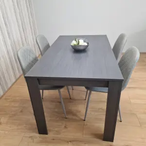 Dining Table with 4 Chairs Dark Grey Table With 4 Grey Padded  Chairs Kitching Dining Set Dining Room Dining Set for 4