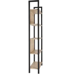 Free-standing presentation shelf Westport 62x24x165.5cm with 5 shelves - industrial wood light, oak Sonoma