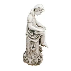 MARY Reading Girl 89cm Antique Stone Effect