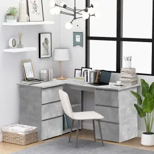 Berkfield Corner Desk Concrete Grey 145x100x76 cm Engineered Wood