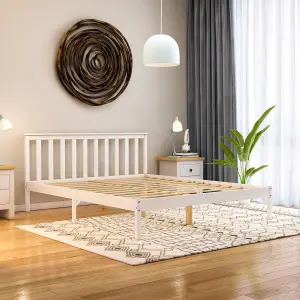 Vida Designs Milan White 5ft King Size Wooden Bed Frame - Low Foot End