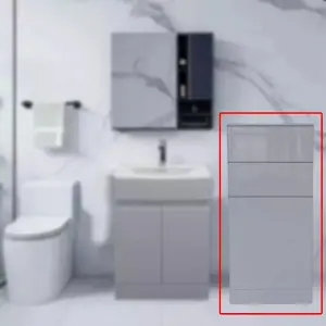 Handleless High Gloss Light Grey 1 Door 2 Drawer Bathroom Storage Cabinet 1200mm