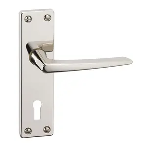 URBNLIVING 150mm Length 2 Pcs Royale Metal & Polished Nickel Lever Latch Door Keyhole Handles Set