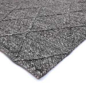 Modern Charcoal Luxurious Handmade Geometric  Easy to Clean Rug For Bedroom LivingRoom and Dining Room-240cm X 330cm