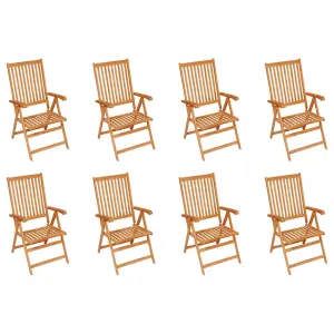 Berkfield Reclining Garden Chairs 8 pcs Solid Teak Wood