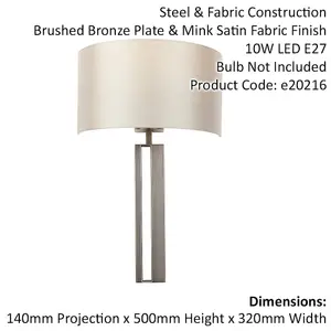 2 PACK Brushed Bronze Slotted Wall Light & Mink Satin Half Shade - Dimmable