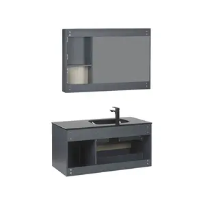 Kulraj 1000mm Wall Hung Single Vanity Unit Grey