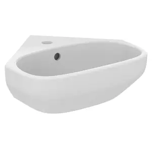 Ideal Standard i.life A Gloss White Rectangular Wall-mounted Corner cloakroom Basin (W)45cm