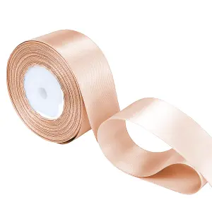 25mm Peach Double Sided Satin Polyester Ribbon Roll, 25 metres