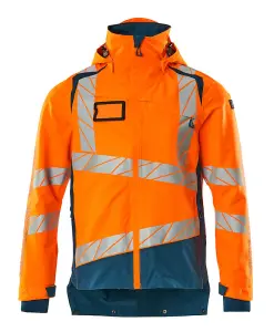 Mascot Accelerate Safe Lightweight Lined Outer Shell Jacket (Hi-Vis Orange/Dark Petroleum)  (XX Large)