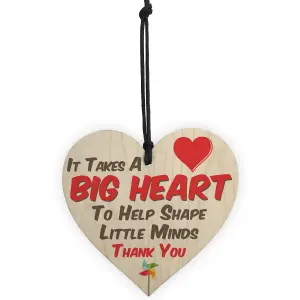 Red Ocean Big Heart Little Minds Thank You Teacher Mentor Tutor Nursery Child Gift Hanging Plaque