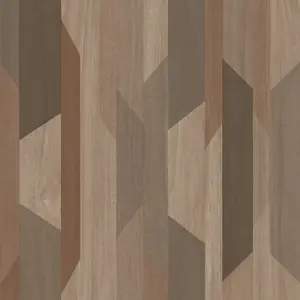 Grandeco Woodblock Geometric Kiruna Textured Wallpaper,  Brown