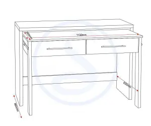 Seville 2 Drawer Slider Desk in Grey Gloss Light Oak Effect Veneer