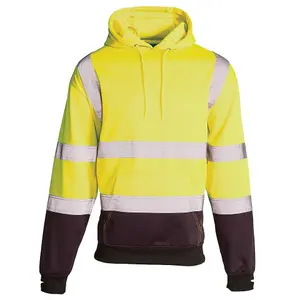 HI VIS 2 TONE HOODIE YELLOW/NAVY-Medium