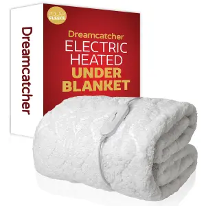 Dreamcatcher Deluxe Single Electric Blanket Single Control Fitted Polar Fleece Heated Bed Underblanket 190 x 90cm 3 Heat Settings