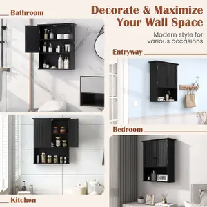 Costway Bathroom Storage Cabinet Wall Mounted Vanity Storage Cupboard w/ Adjustable Shelf