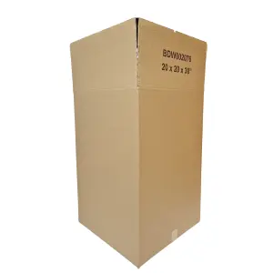 Tall Strong Double Wall Extra Large Cardboard Box 20" x 20" x 30" Storage Packing Moving House Sturdy Shipping Boxes (Pack of 1)