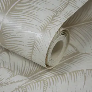 Grandeco  Palmeria Palm leaf Outline Blown Vinyl Wallpaper