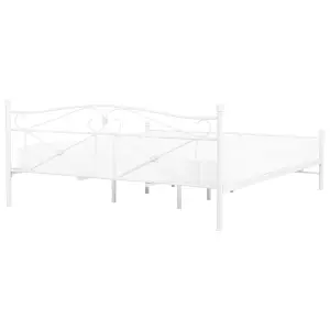 Metal EU Double Size Bed White RODEZ