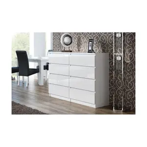 Helen 8 Drawer 120Cm W Double Drawers White Gloss