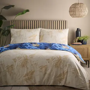 Simply Charlotte Tiger Single Duvet Cover Reversible Bedding Bed Set Blue