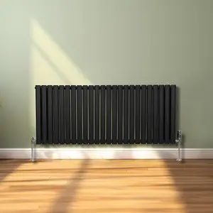 Oval Column Radiator & Valves - 600mm x 1440mm - Black