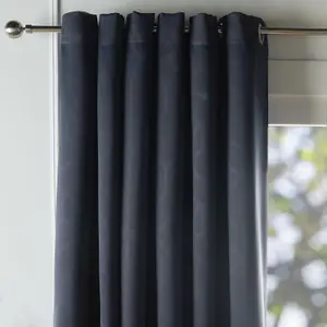 Eyelet Blackout Curtains Geo Embossed PAIR Thermal Ring Top, Navy - 66X54"