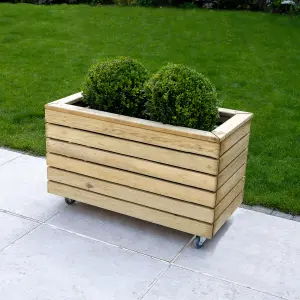 Forest Garden Linear Natural Timber Rectangular Planter (H)49.6cm (W)80cm