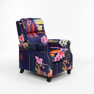 Fabric Purple Patchwork Mary Manual Recliner Chair