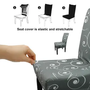 Paisley Pattern Universal Dining Chair Cover, Grey - Pack of 1