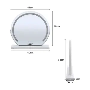 Round Rotatable Angle Freestanding Hollywood Vanity Makeup Mirror with LED Light Dimmable, Touch Control