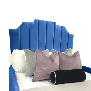 Arnold Kids Bed Plush Velvet with Safety Siderails- Blue