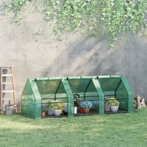 Outsunny Mini Greenhouse Garden Planter Zipper Doors Portable 270 x 90 x 90cm