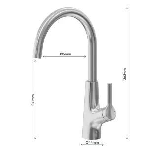 GoodHome Guntur Stainless steel effect Kitchen Side lever Sensor Tap