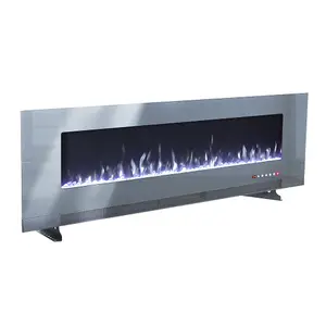 Grey Electric Fire Wall Mounted Wall Inset or Freestanding Fireplace 12 Flame Colors with Remote Control 72 Inch