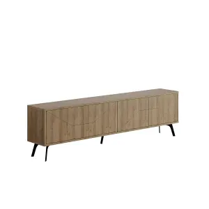 Decortie Dune Modern TV Unit Multimedia Centre with Storage Stylish TV Cabinet 65" TVs Dark Oak Effect 180cm