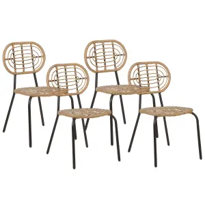 Set of 4 Garden Chairs PRATELLO PE Rattan Natural