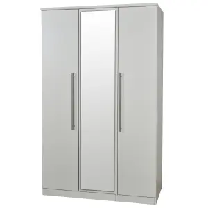 Ready assembled Contemporary Matt Grey matt Triple Wardrobe With 1 mirror door (H)1825mm (W)1110mm (D)530mm