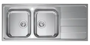 Clearwater Cresta 2 Bowl and Drainer Stainless Steel Kitchen Sink 1160x500 - CR200