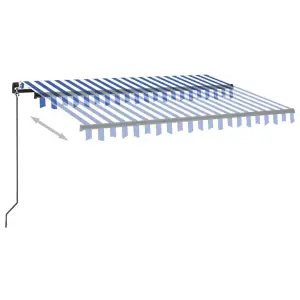 Berkfield Manual Retractable Awning with LED 350x250 cm Blue and White