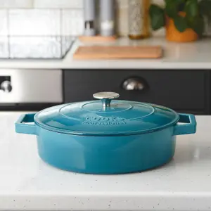 Cast Iron Casserole Set of 3 20 cm 26cm & 28cm / 2.8L 4.3L & 5.8L Dishes Oven Proof Enamelled Cast Iron Pans with Lids